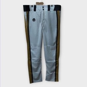 NWT Tag Men's White With Black and Gold Straight Baseball Pants ~sz M